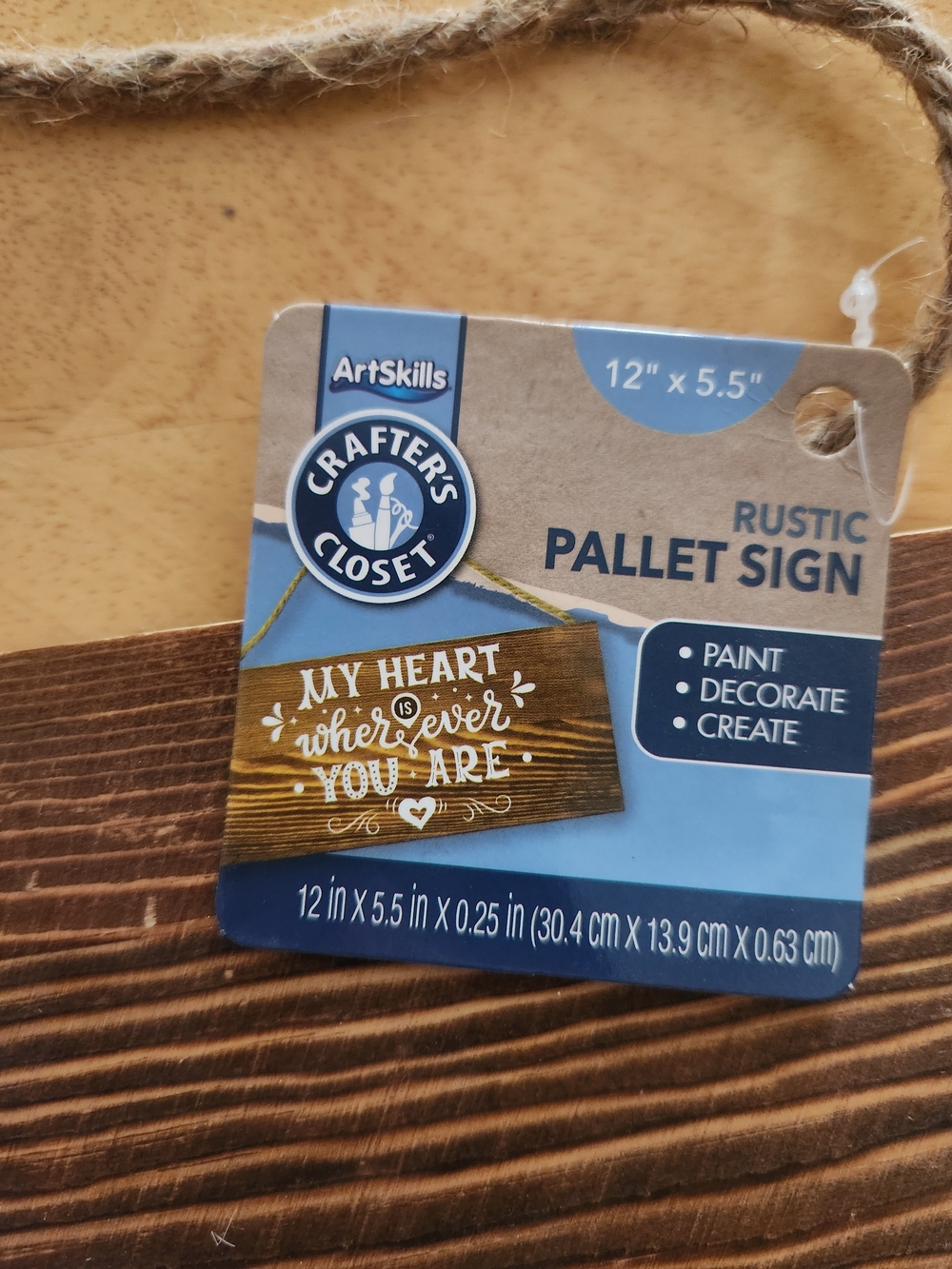 Rustic Dark Brown Pallet Sign with Rope Hanger - Picture 2 of 3